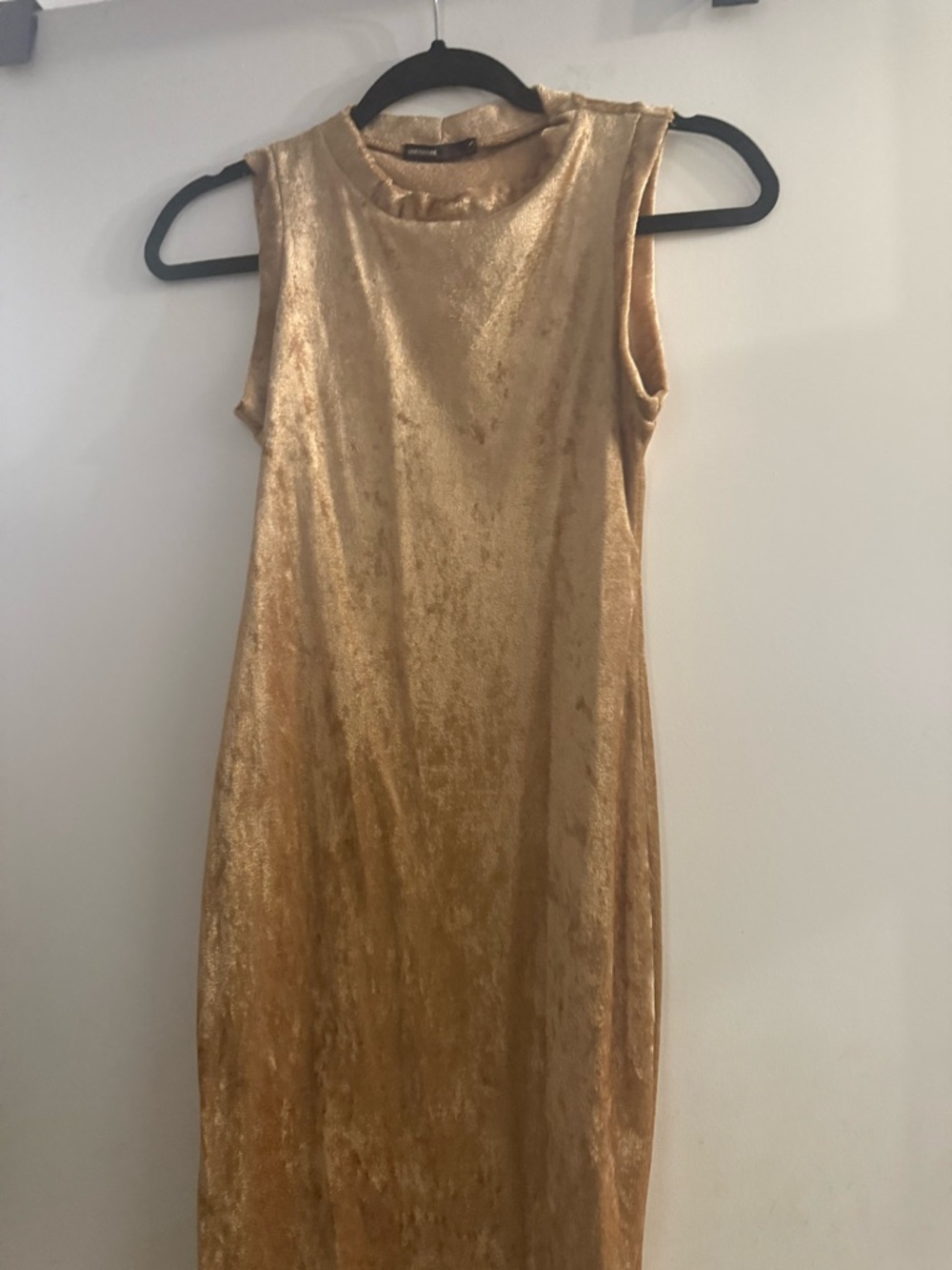 Sleeveless Gold Velvet Shift Dress